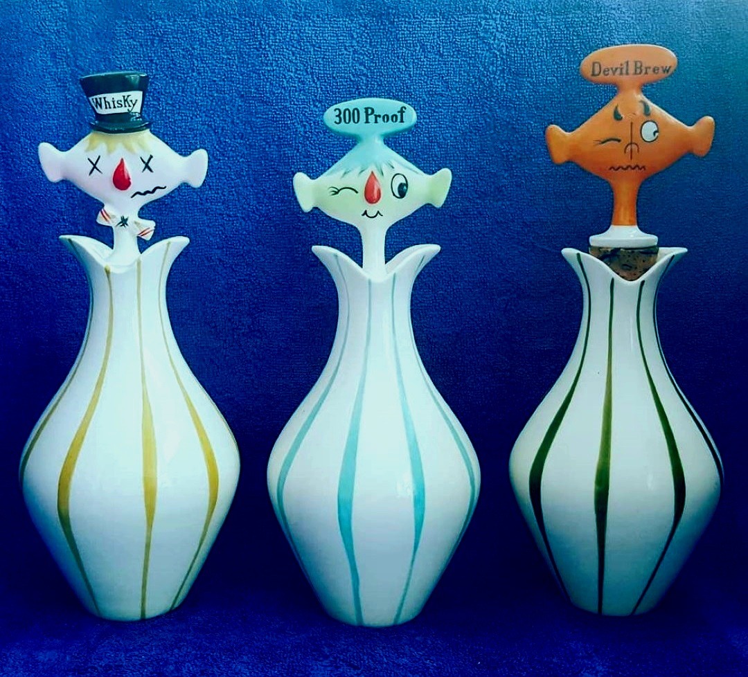 Striped-base liquor decanters