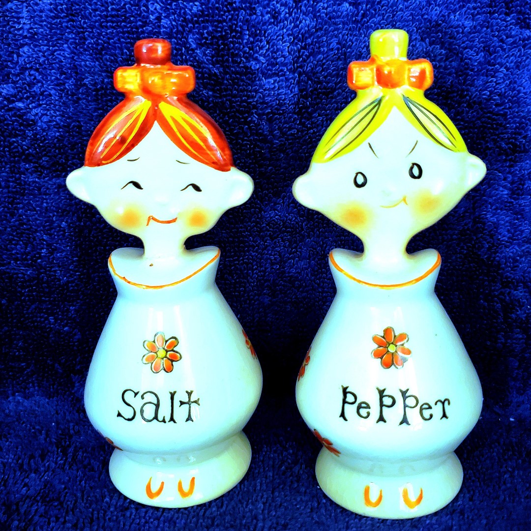 Orange Jolly Floral Girls Salt and Pepper set