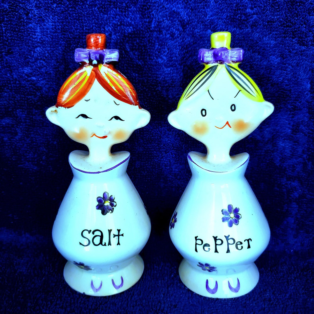 Purple Jolly Floral Girls Salt and Pepper set