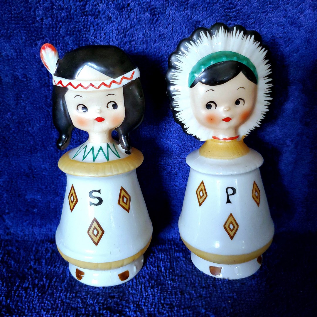 Native American children salt and pepper set