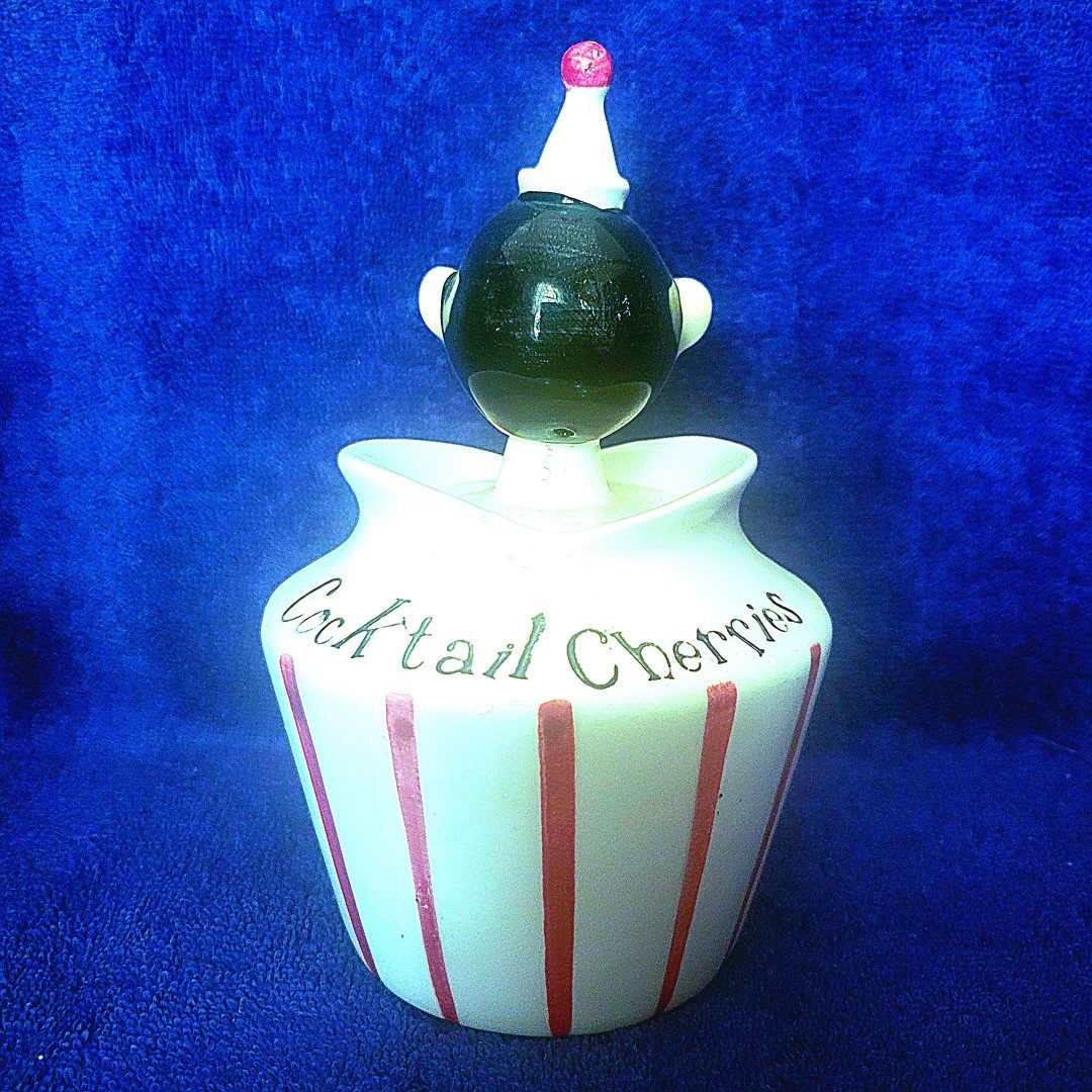 Full-sized Cocktail Cherries, reverse side with seven vertical stripes.