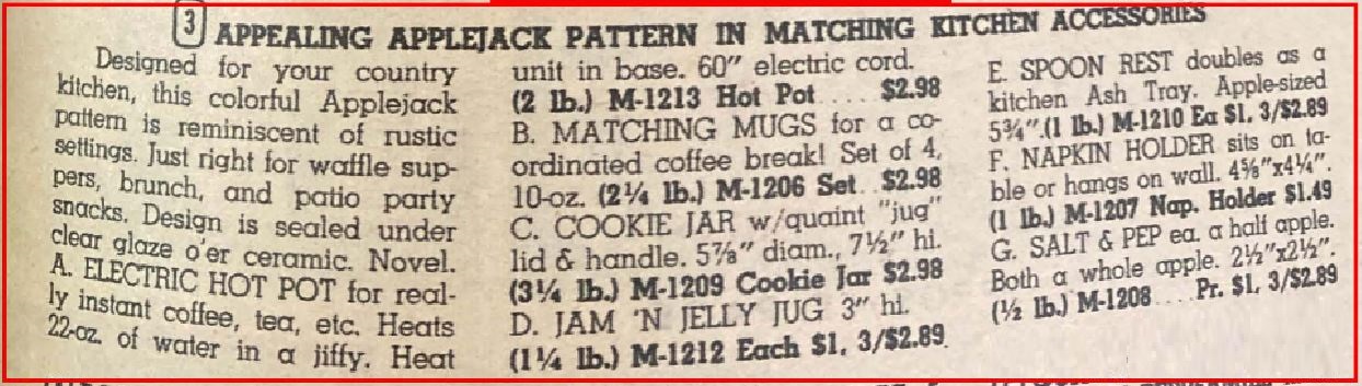 Accessory grouping order text. Period catalog description and ordering information.