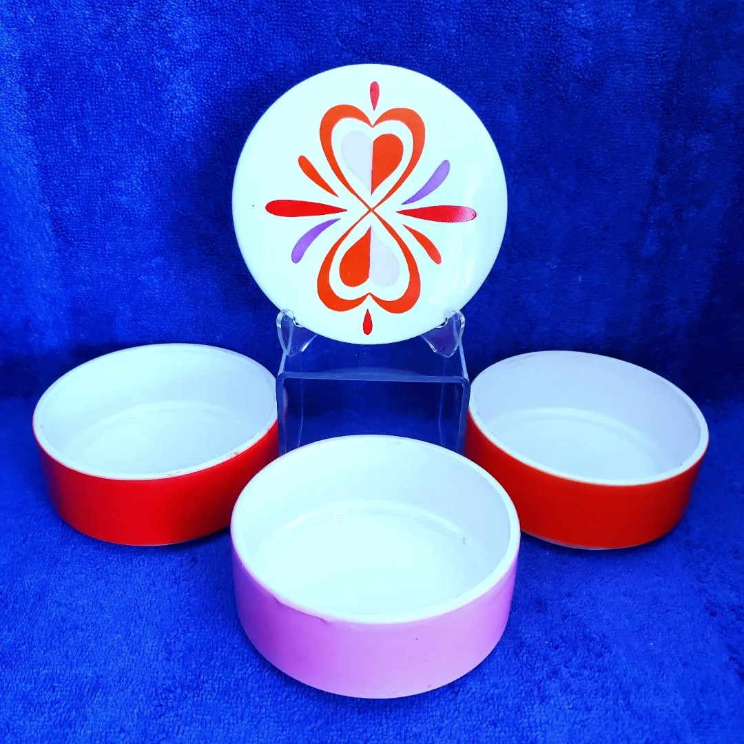 Bucks County stacking canister set displayed in individual sections