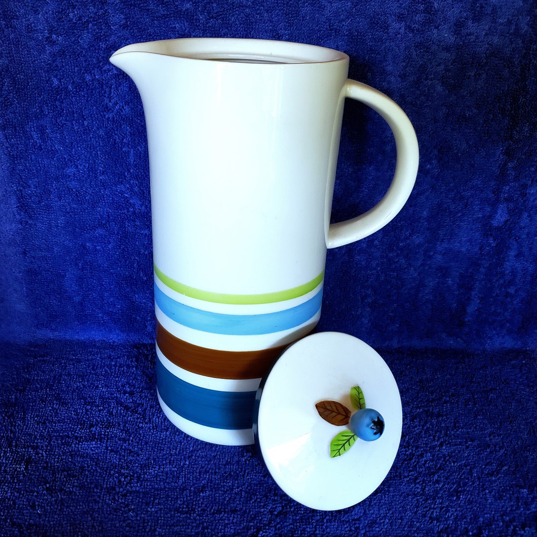 Blueberry coffee pot with lid removed.