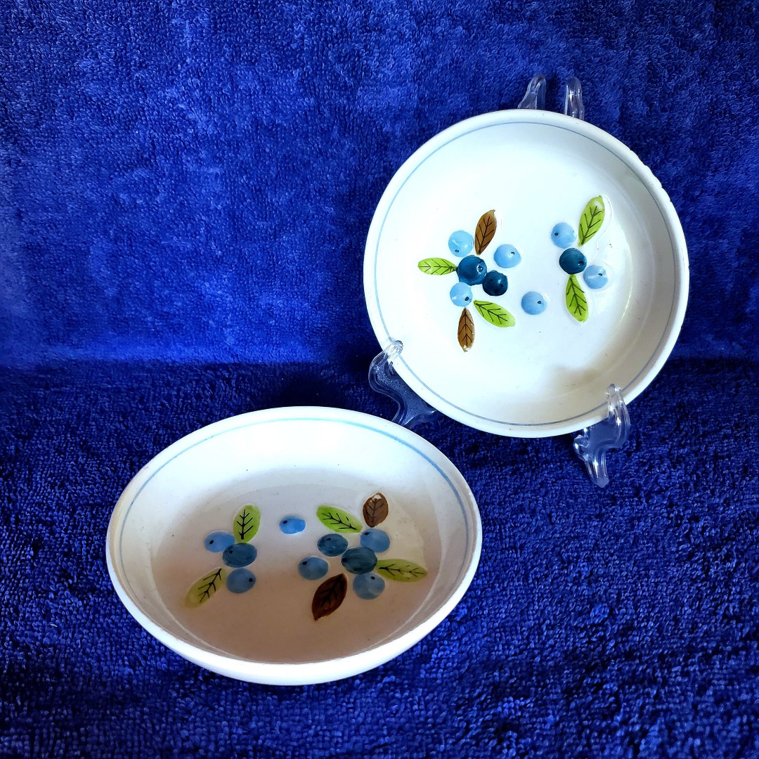 Two Blueberry small utility dishes.