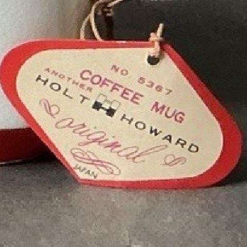 Original Holt Howard No. 5367 tag for the tapered Coq Rouge coffee mug.