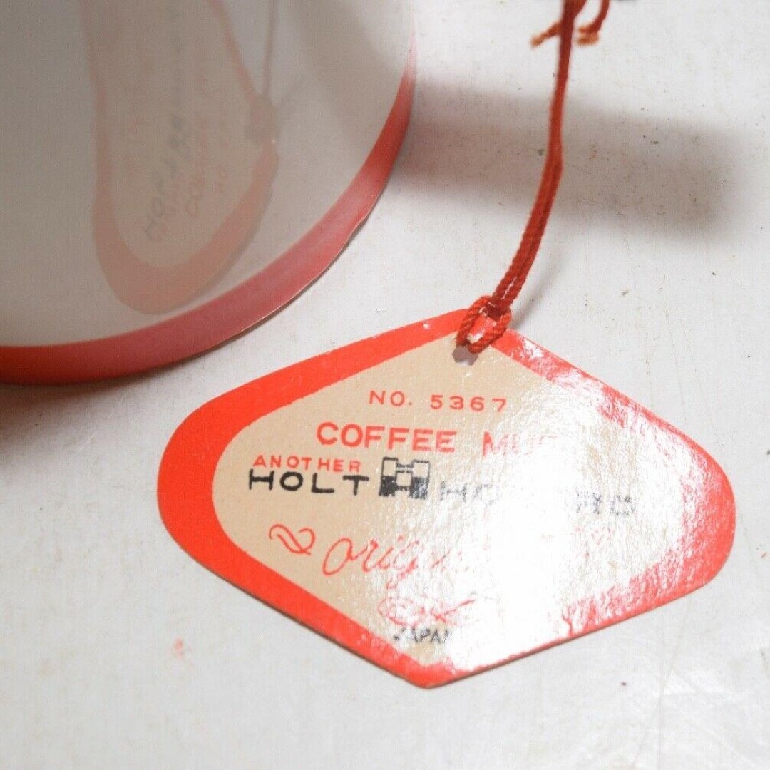 Original Holt Howard No. 5367 tag for straight-sided ring-handle Coq Rouge coffee mug.