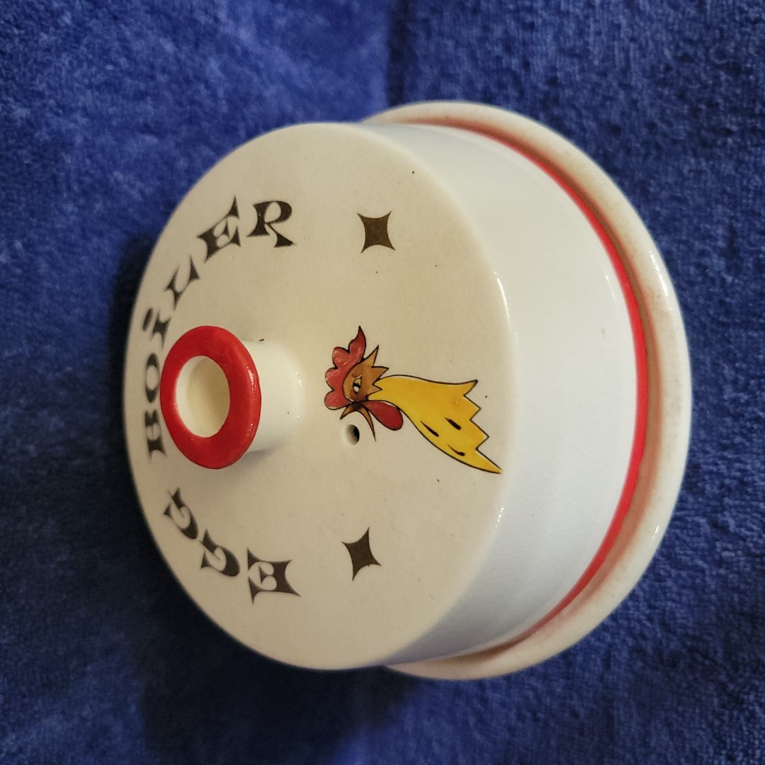 Holt Howard Coq Rouge electric egg boiler with fitted lid in place.