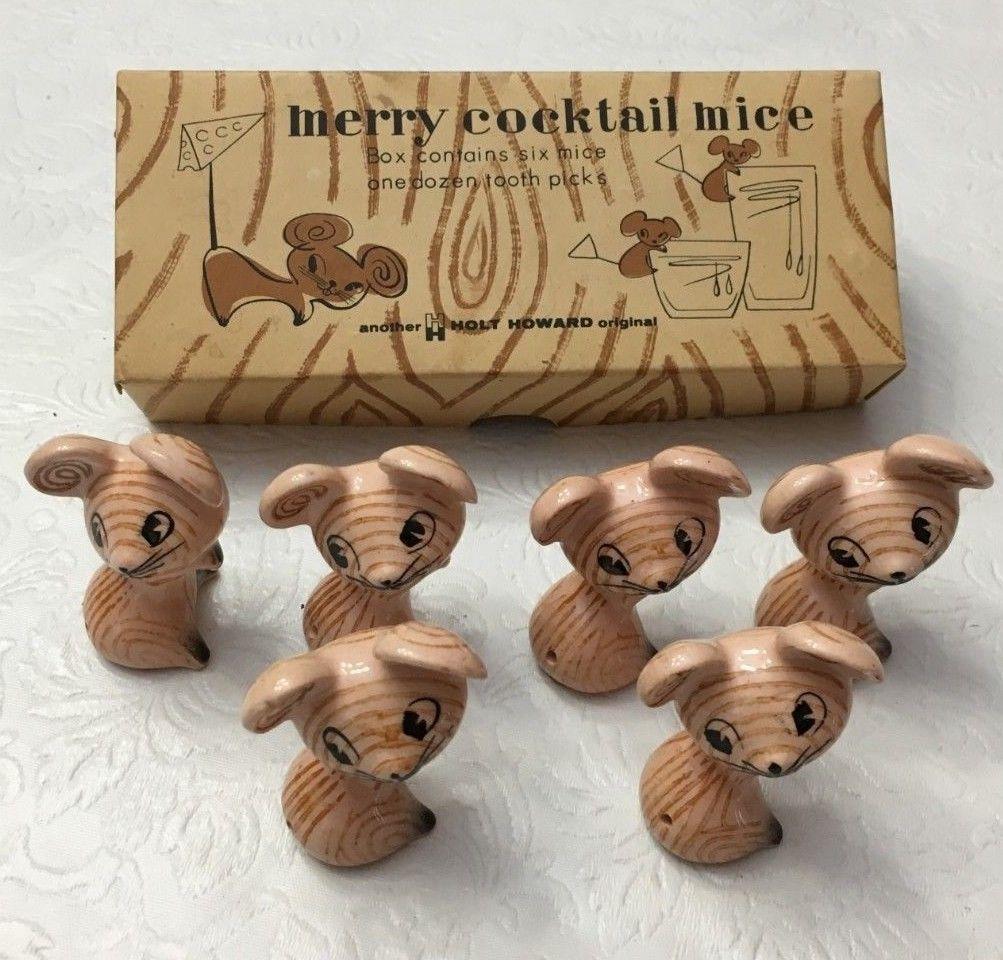 Complete Merry Mouse Cocktail Kibitzers set with original box.