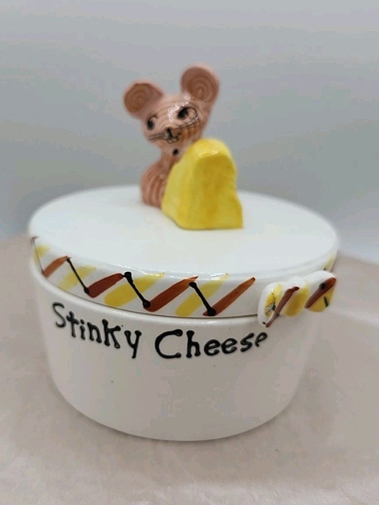 Merry Mouse Stinky Cheese covered crock.