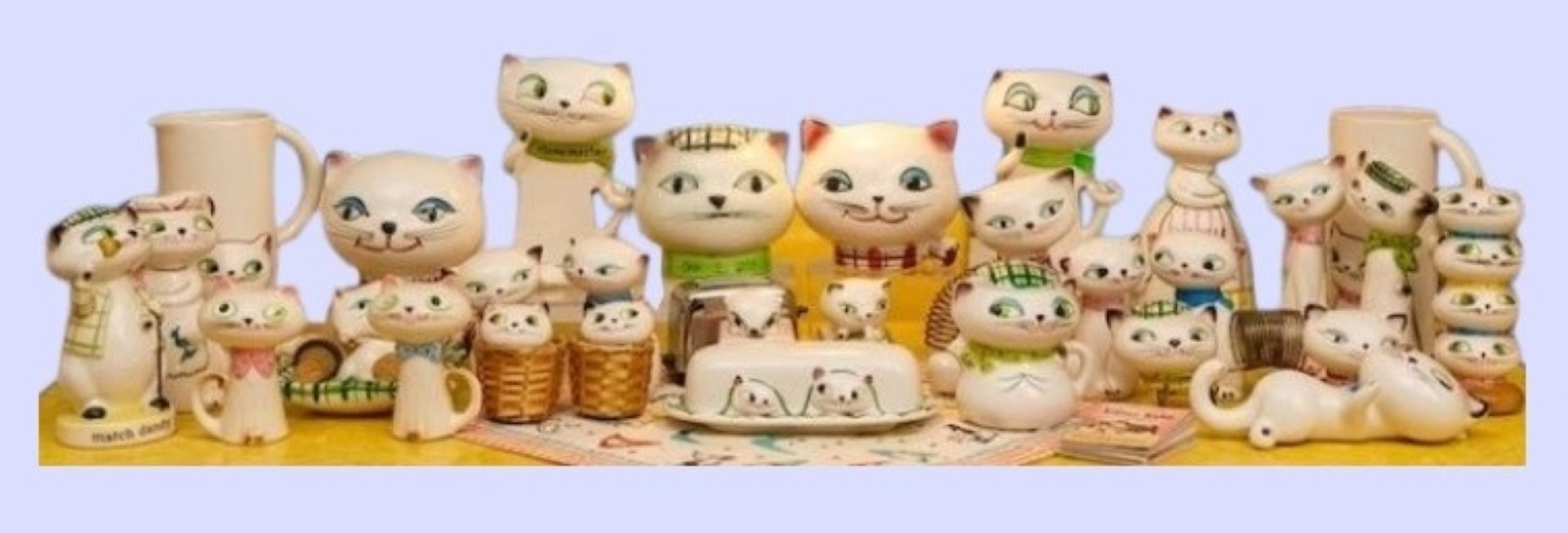 Large grouping of Holt-Howard Cozy Kittens pieces.