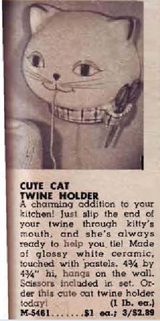 1959 Foster House advertisement for the Cozy Kittens twine holder.