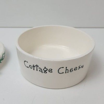 Open Cozy Kittens Cottage Cheese Crock showing ceramic container.