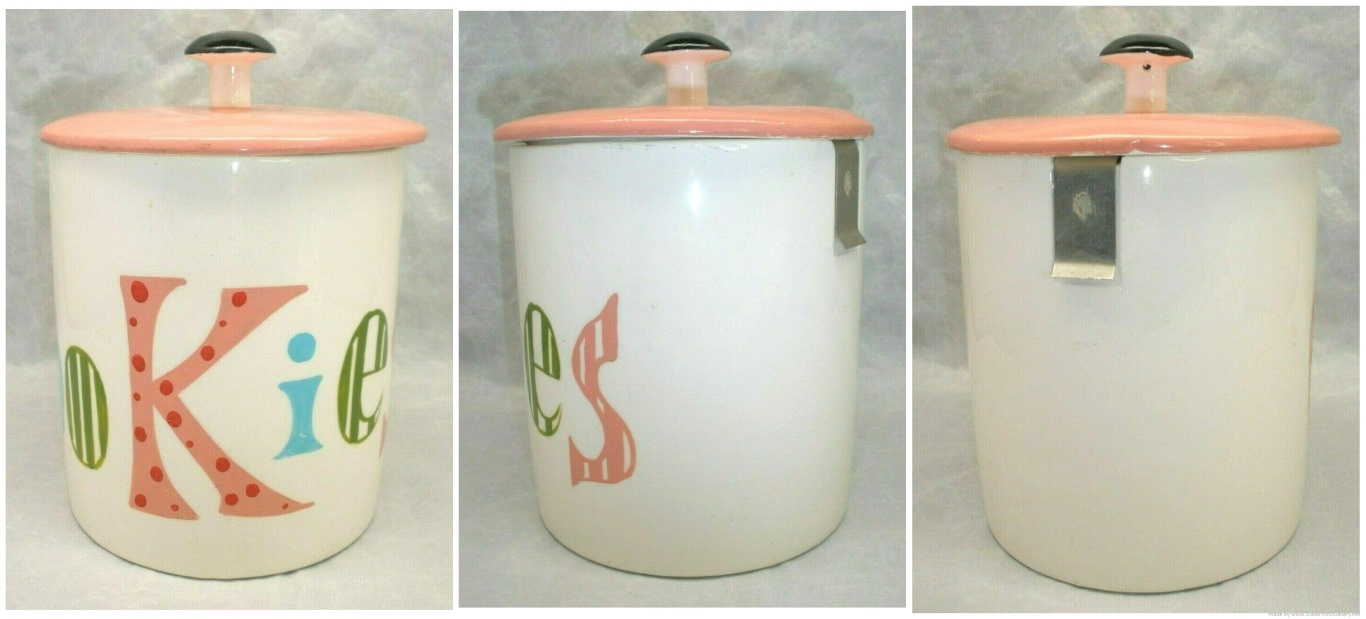 Multiple views of Holt-Howard Cozy Kittens Pop-Up Cookie Jar with pink lid.