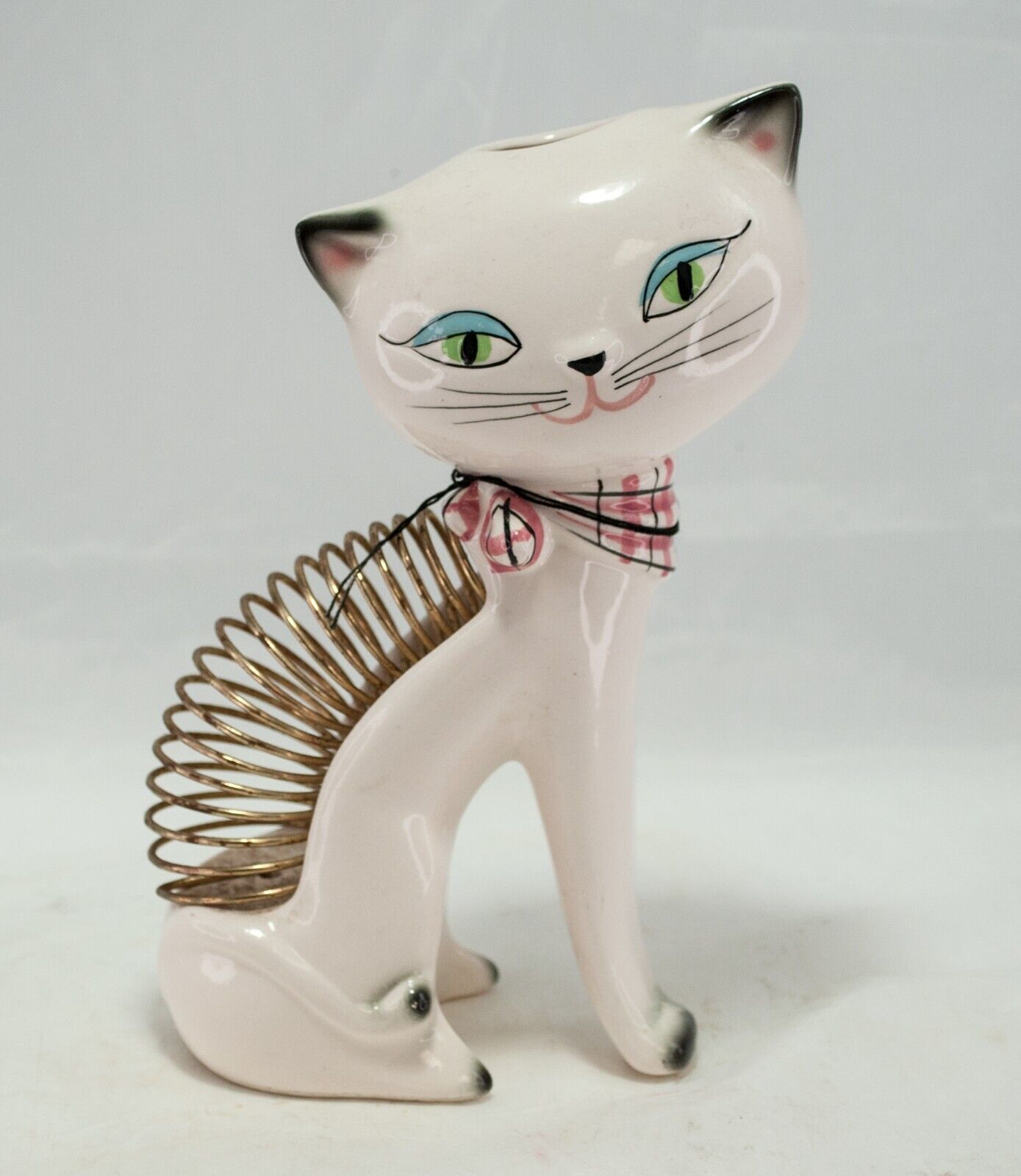 Front view of Holt-Howard Cozy Kittens Caddy with letter-holding spring and opening in head.