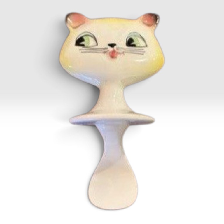Cozy Kittens Mustard lid and attached spreader.