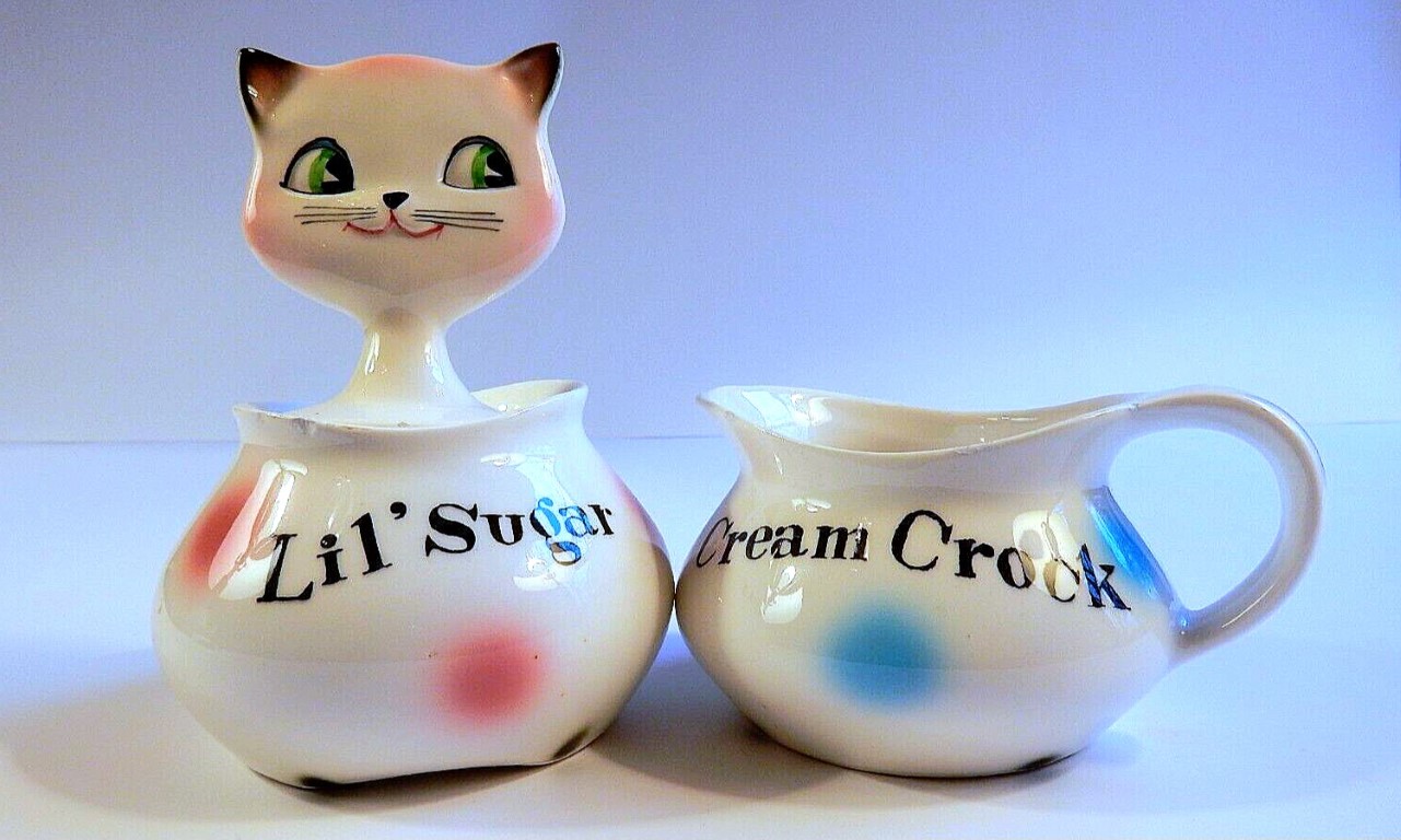 Holt-Howard Cozy Kittens Lil' Sugar and Cream Crock set.