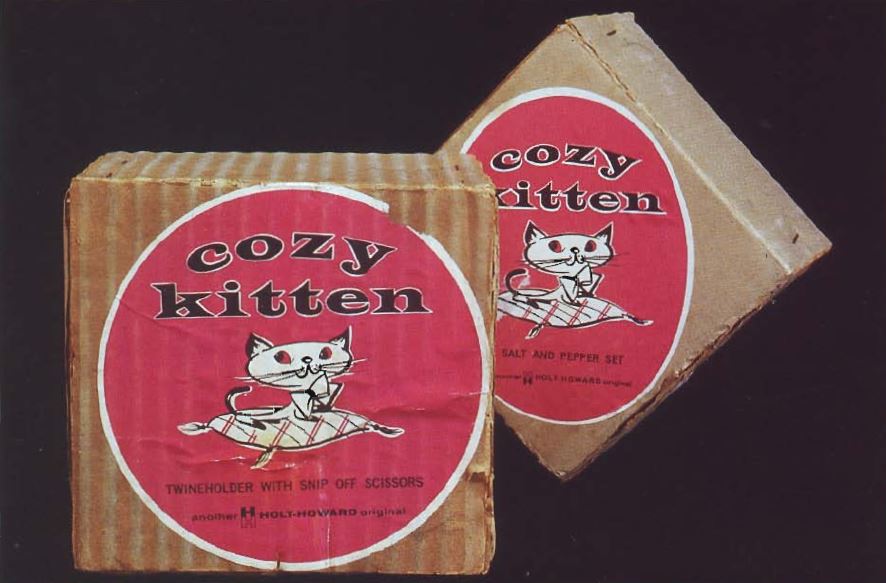 Original Cozy Kitten twine holder and salt and pepper boxes.