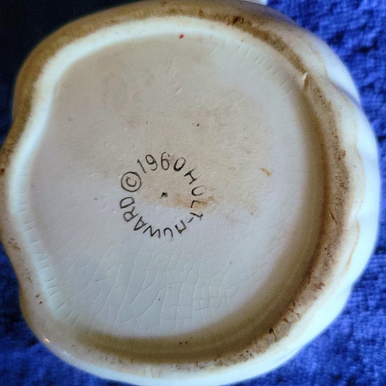 Underside of Holt Howard Winking Santa Type A mug with 1960 backstamp.
