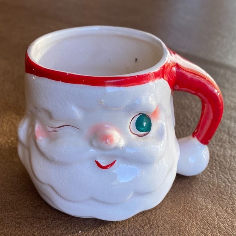 Holt Howard Winking Santa Type B mug, front view.