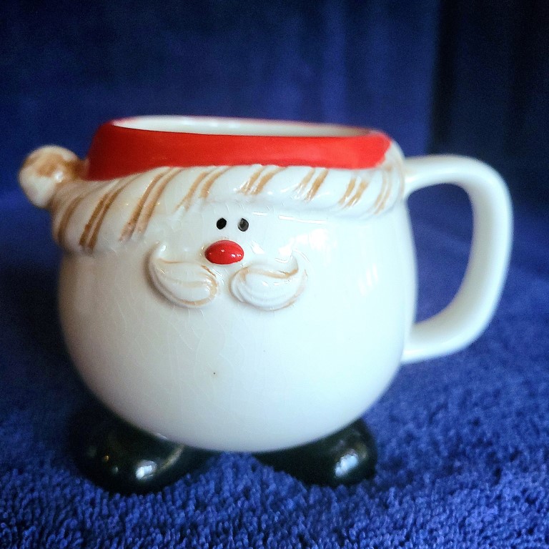 Holt Howard Bigfoot Santa mug, front view.