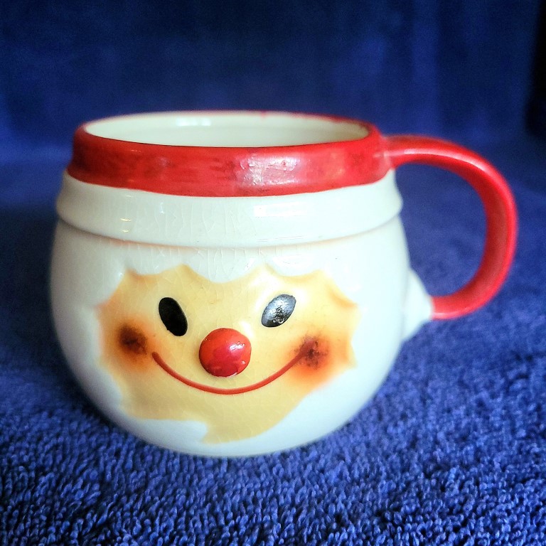 Holt Howard Cloud Santa mug, front view.