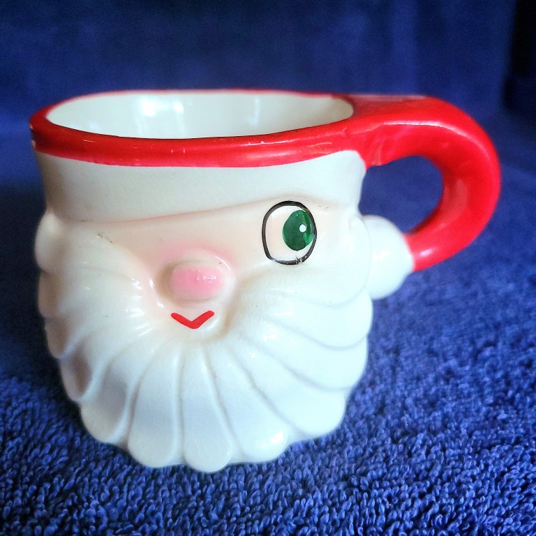 Holt Howard Merry Whiskers Santa mug, front view.