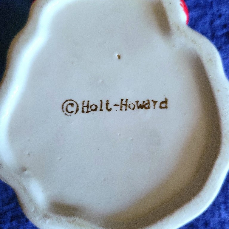 Underside of Holt Howard Jeweled Eye Santa mug with Holt Howard mark.