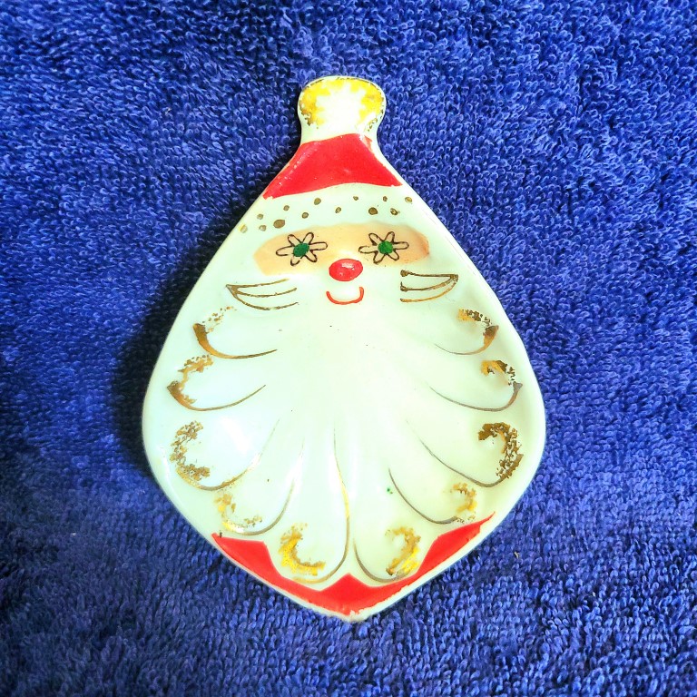 Small Holt Howard Starry-Eyed Santa dish with Daisy-style eyes.