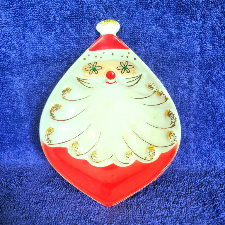 Medium Holt Howard Starry-Eyed Santa dish with Daisy-style eyes.