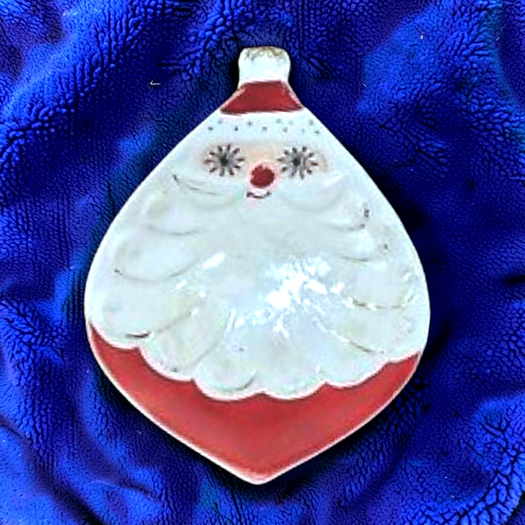 Medium Holt Howard Starry-Eyed Santa dish with Atomic-style eyes.