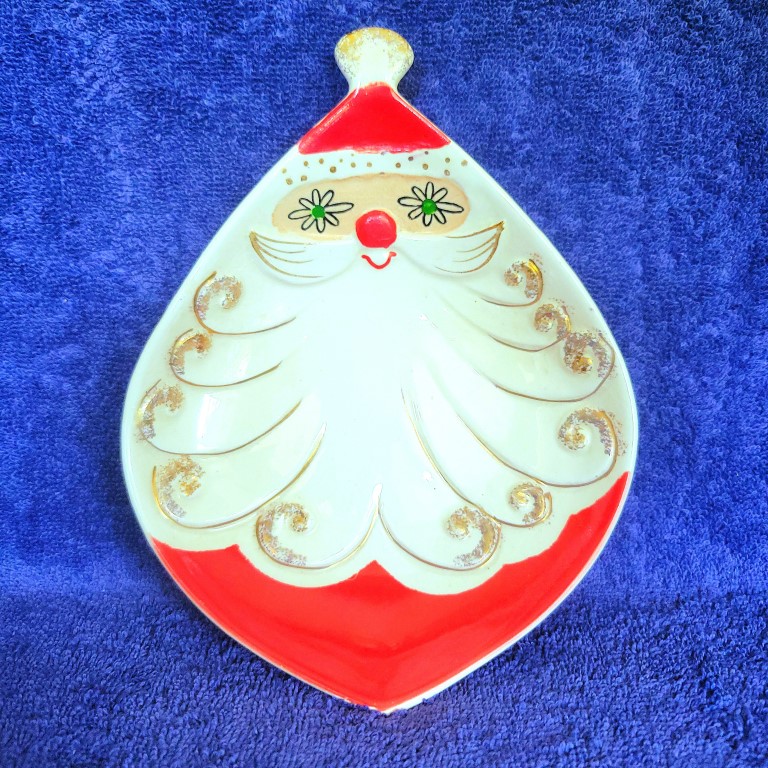 Large Holt Howard Starry-Eyed Santa dish with Daisy-style eyes.