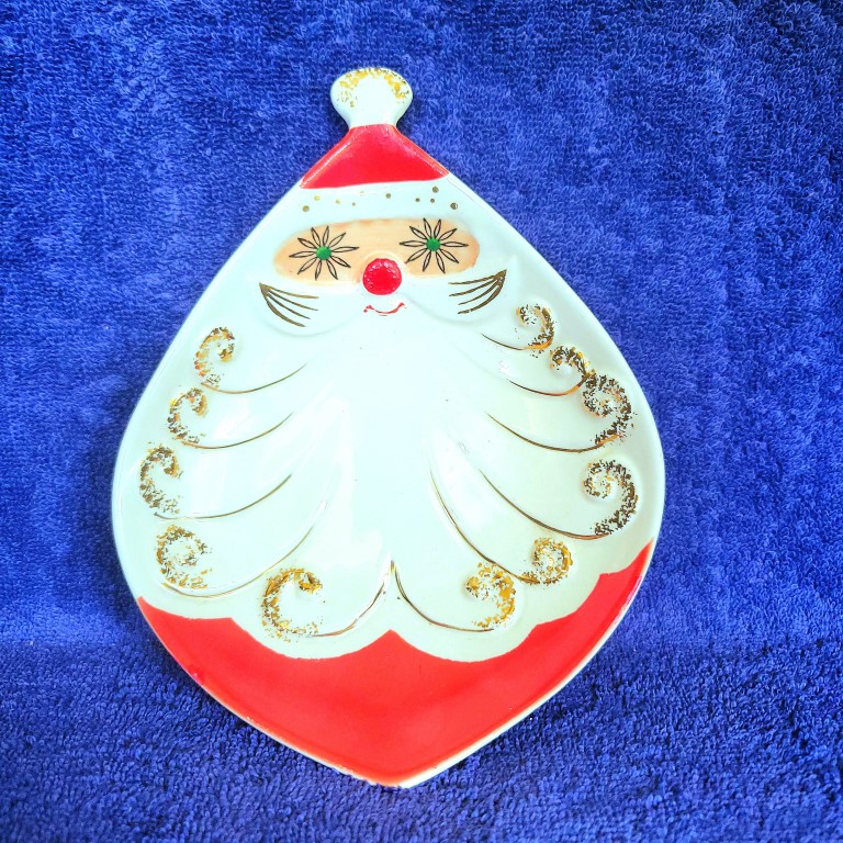 Large Holt Howard Starry-Eyed Santa dish with Atomic-style eyes.