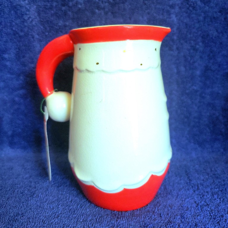 Rear view of Starry-Eyed Santa small pitcher.