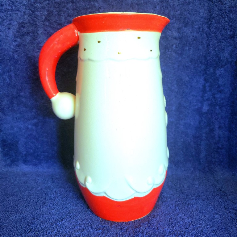 Rear view of Starry-Eyed Santa large pitcher.