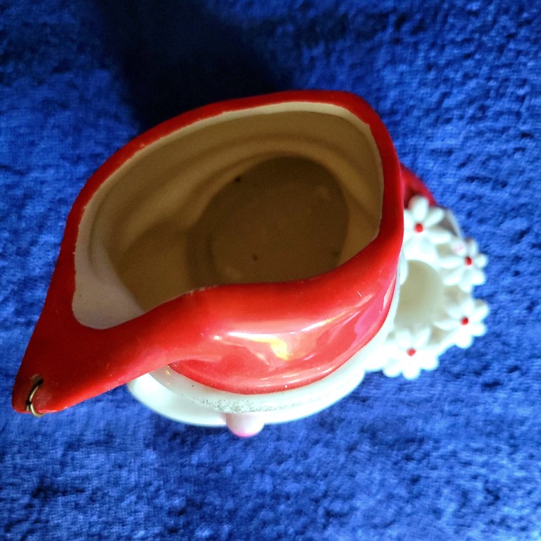 Top view of Holt Howard Starry-Eyed Santa planter and candle holder.